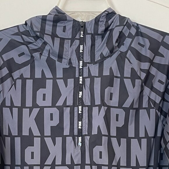Victoria's Secret Pullover Jacket XS Small Gray Black Pink Logo Anorak - Picture 4 of 6